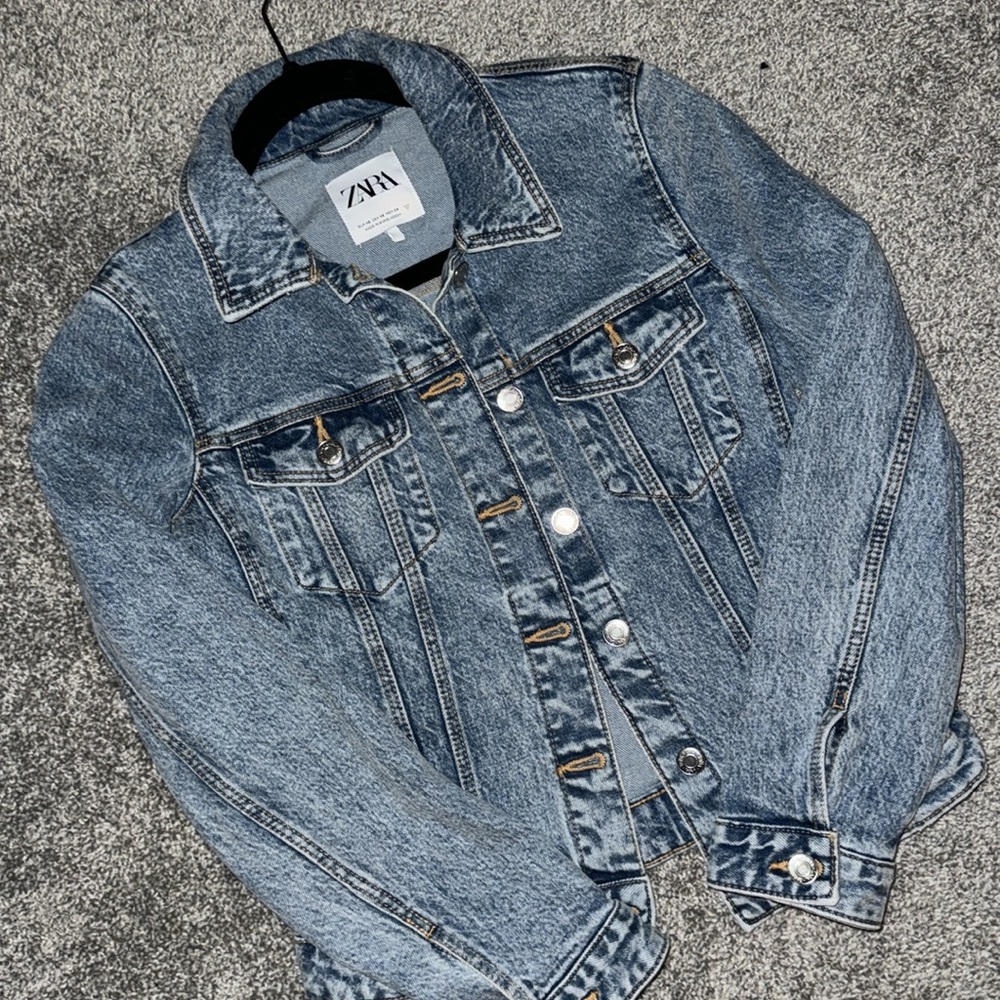 zara basic denim jacket sz xs